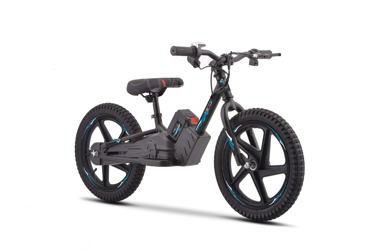 Kids electric balance bike 16-inch with 250W motor, featuring a sleek design for young riders.