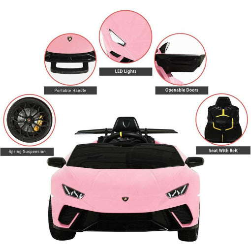 Lamborghini Huracan Kids Ride On Car Leather Seat Rubber Tyre