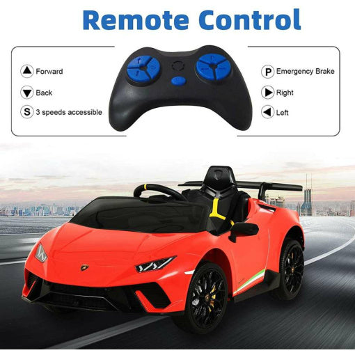 Lamborghini Huracan Kids Ride On Car Leather Seat Rubber Tyre
