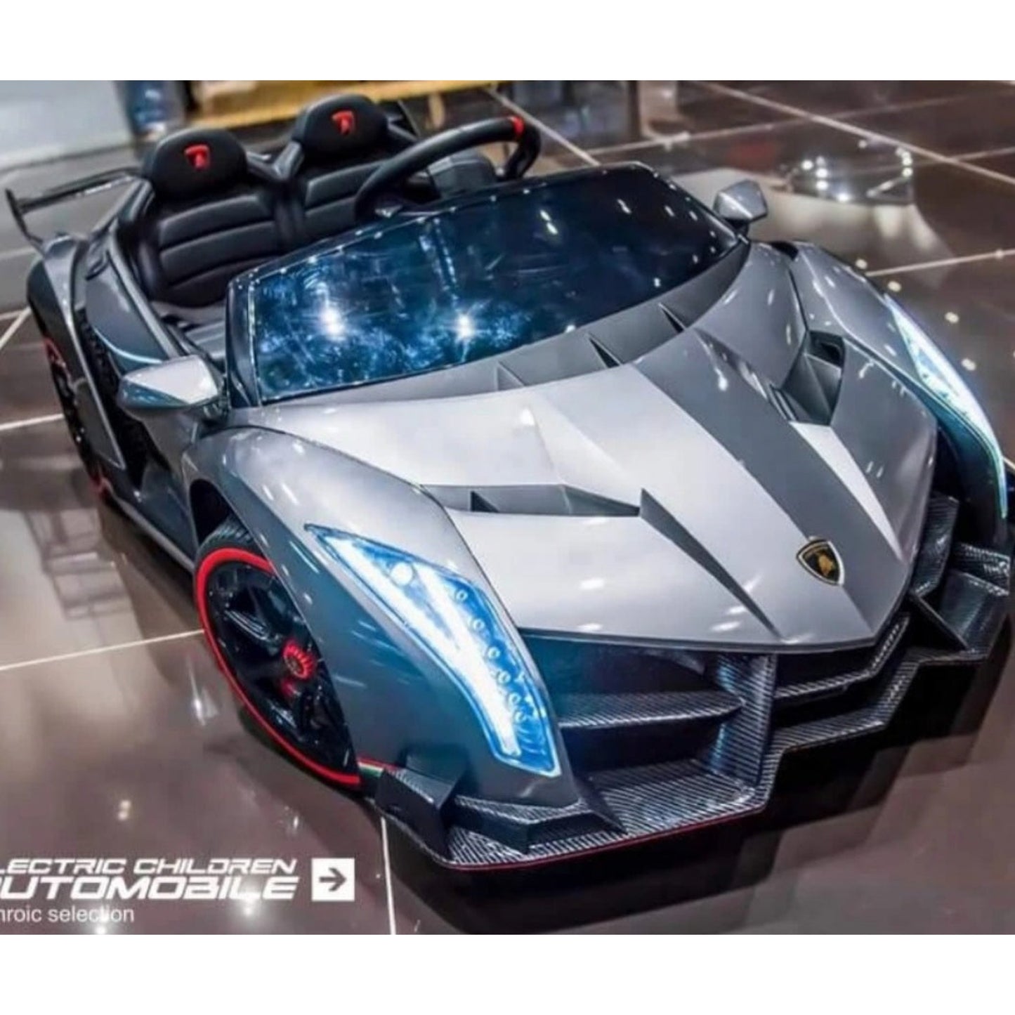 Licensed 4WD Oversized Lamborghini Veneno MP4 TV Kids Ride On Car Leather Seat Rubber Tyres