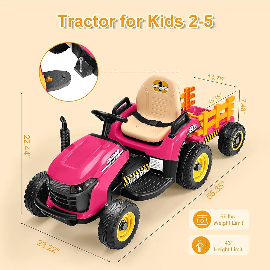 Kids Tractor and Tilt Trailer 12v Remote Self Drive