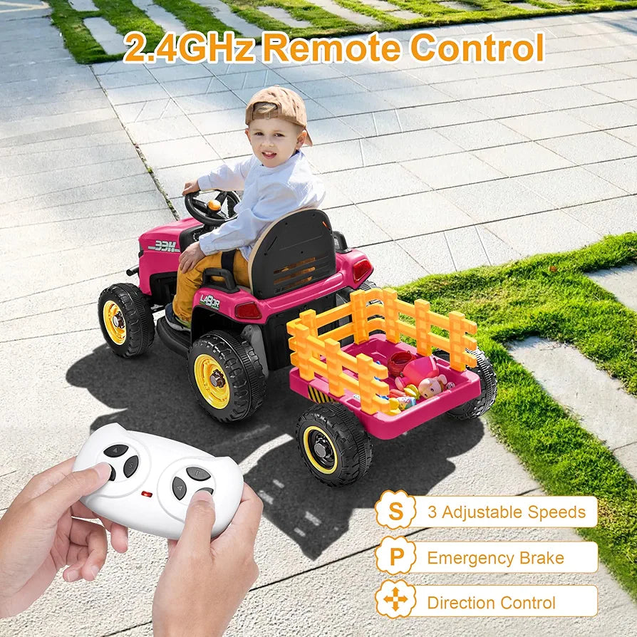 Kids Tractor and Tilt Trailer 12v Remote Self Drive