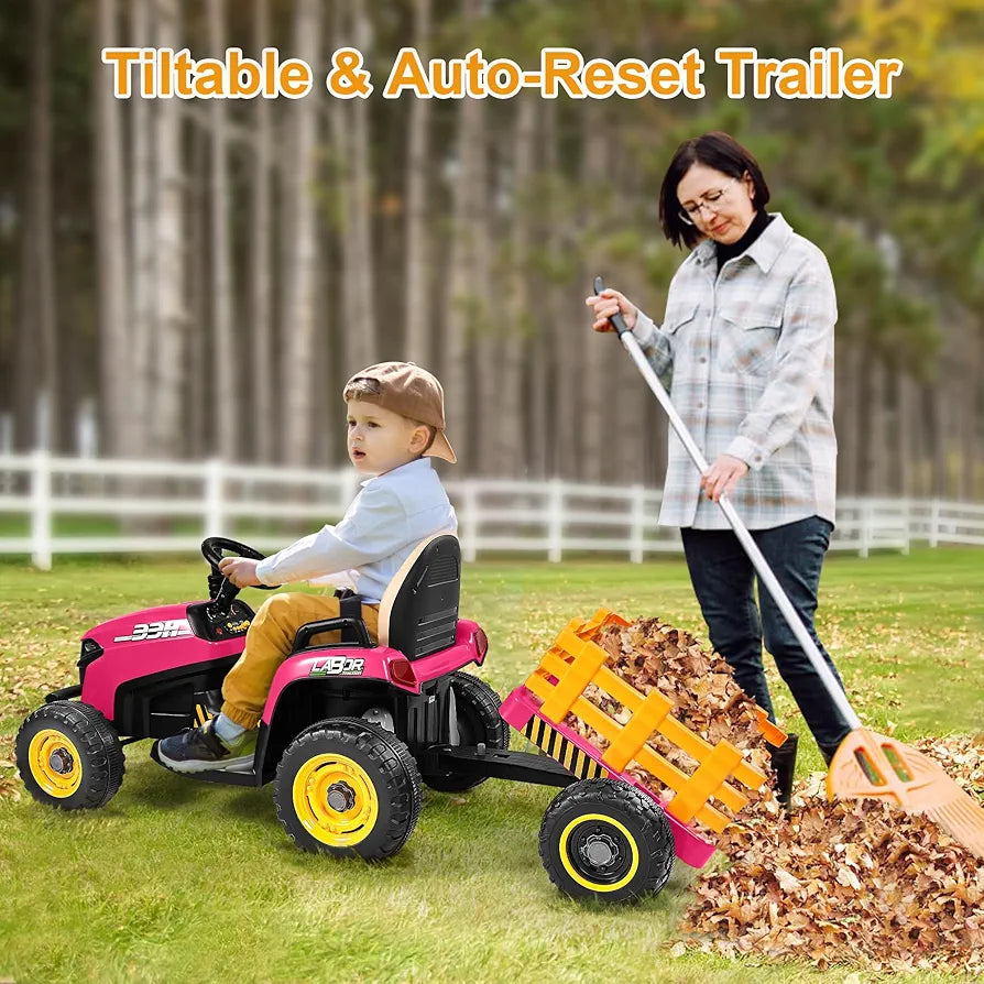 Kids Tractor and Tilt Trailer 12v Remote Self Drive