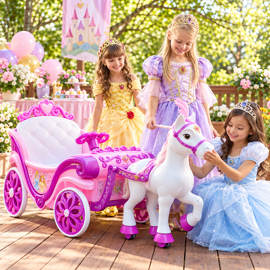 Disney Princess Royal Carriage and Horse 6V Kids Ride-On