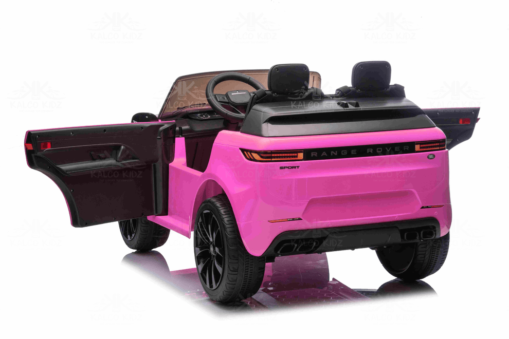 Range Rover Sport kids ride on car 24v 2 seater pink with open doors and modern design.