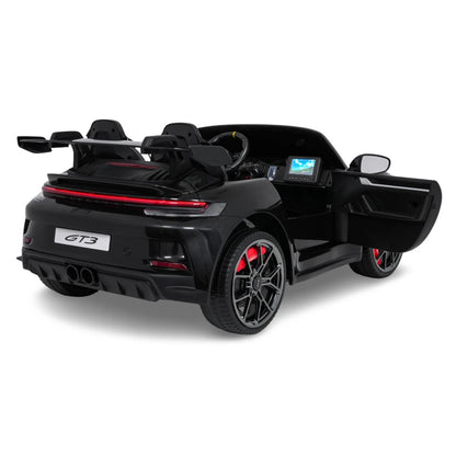 Kids Ride On Electric Porsche 911 GT 3 Black With MP4 Tv 24v
