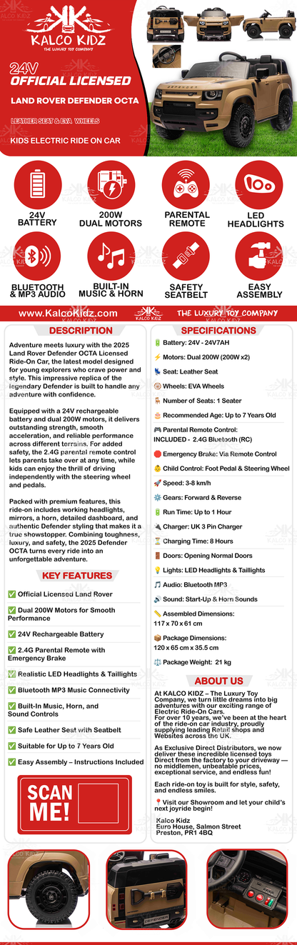 LAND ROVER DEFENDER 24v Kids Ride on Car
