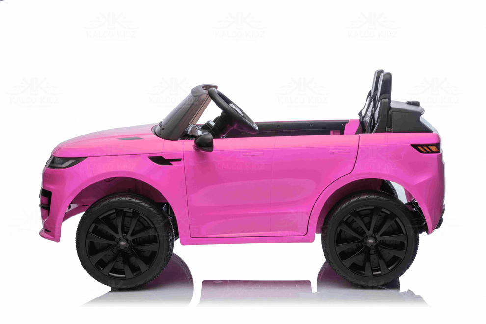 Range Rover Sport kids ride on car 24v 2 seater pink side view showcasing luxury design and powerful features.