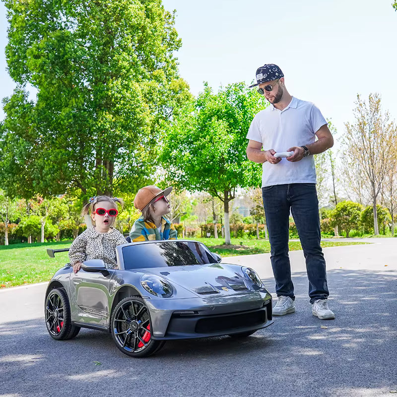 Kids Ride On Electric Porsche 911 GT 3 Black With MP4 Tv 24v