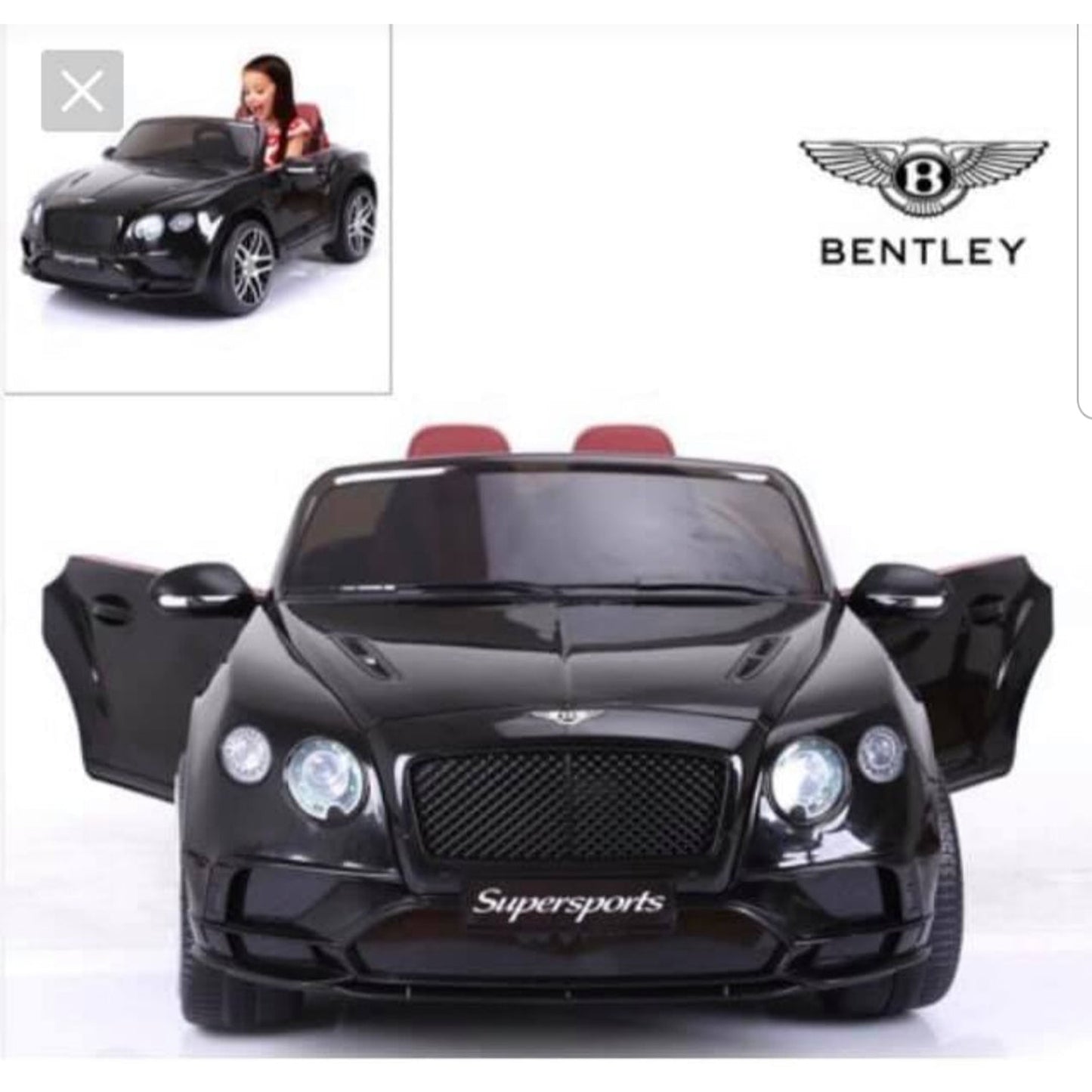 Licensed Bentley Super Sport 12V Kids Ride On Leather Seat Rubber Tyres