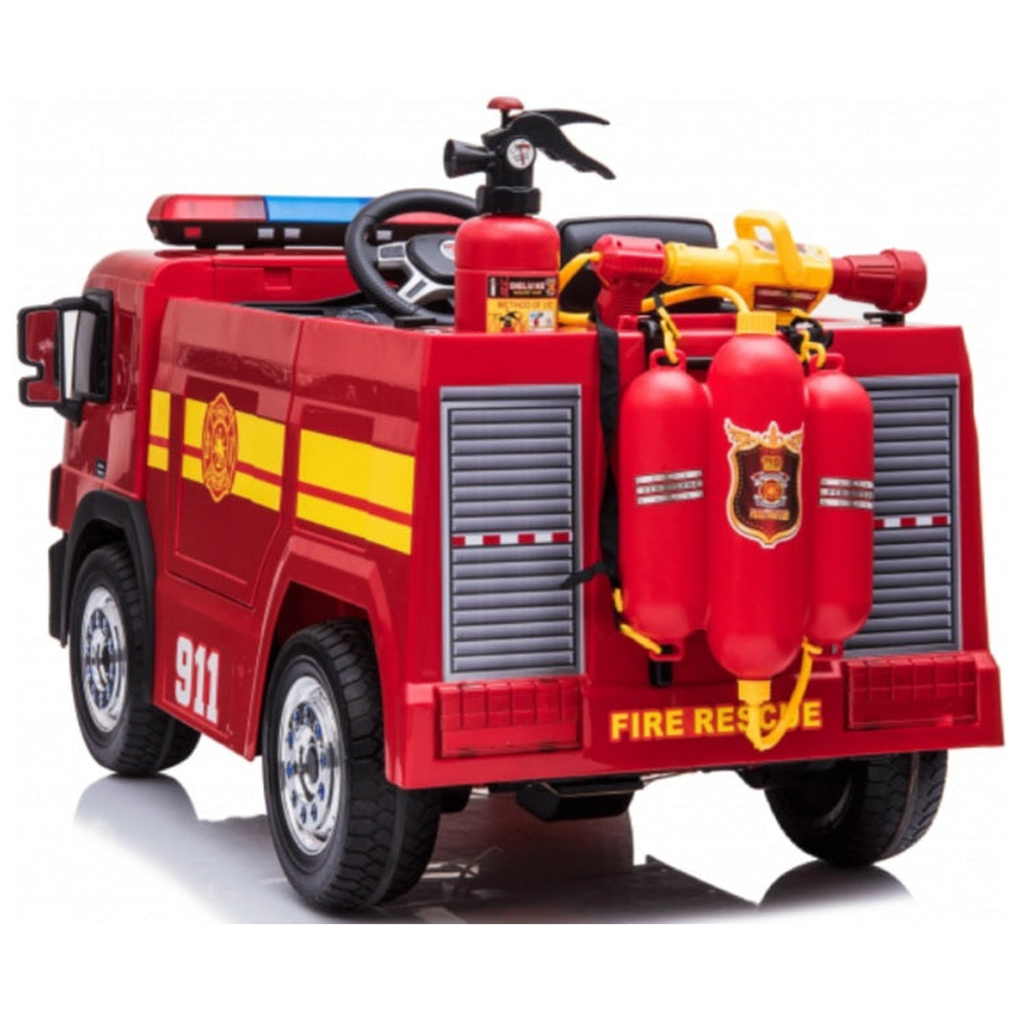 Kids ride cheap on fire engine