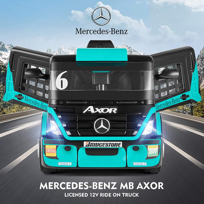 Mercedes AXOR 24v Kids ride on truck with trailer Mp4 Video Player