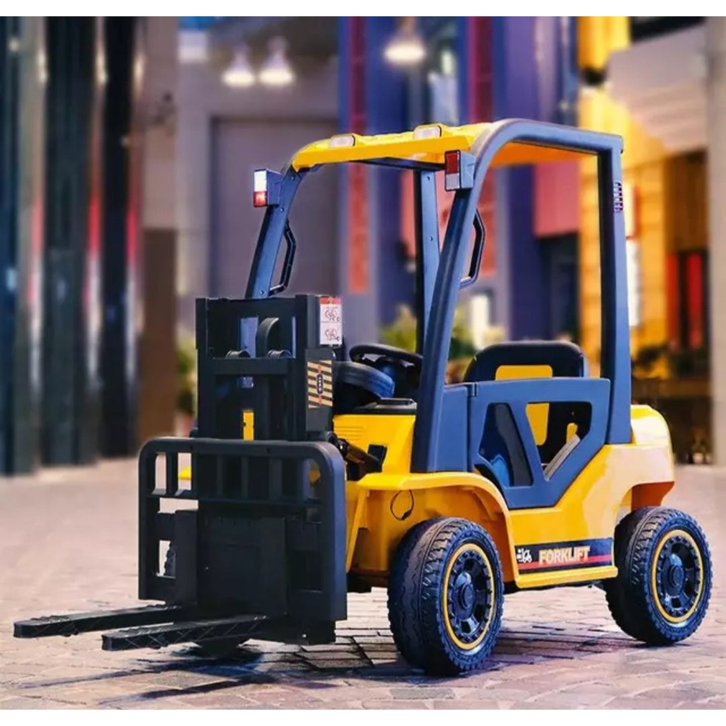 Kids Ride On Fork Lift MP4 Video Player Leather Seats, Rubber Tyres, Parental Remote
